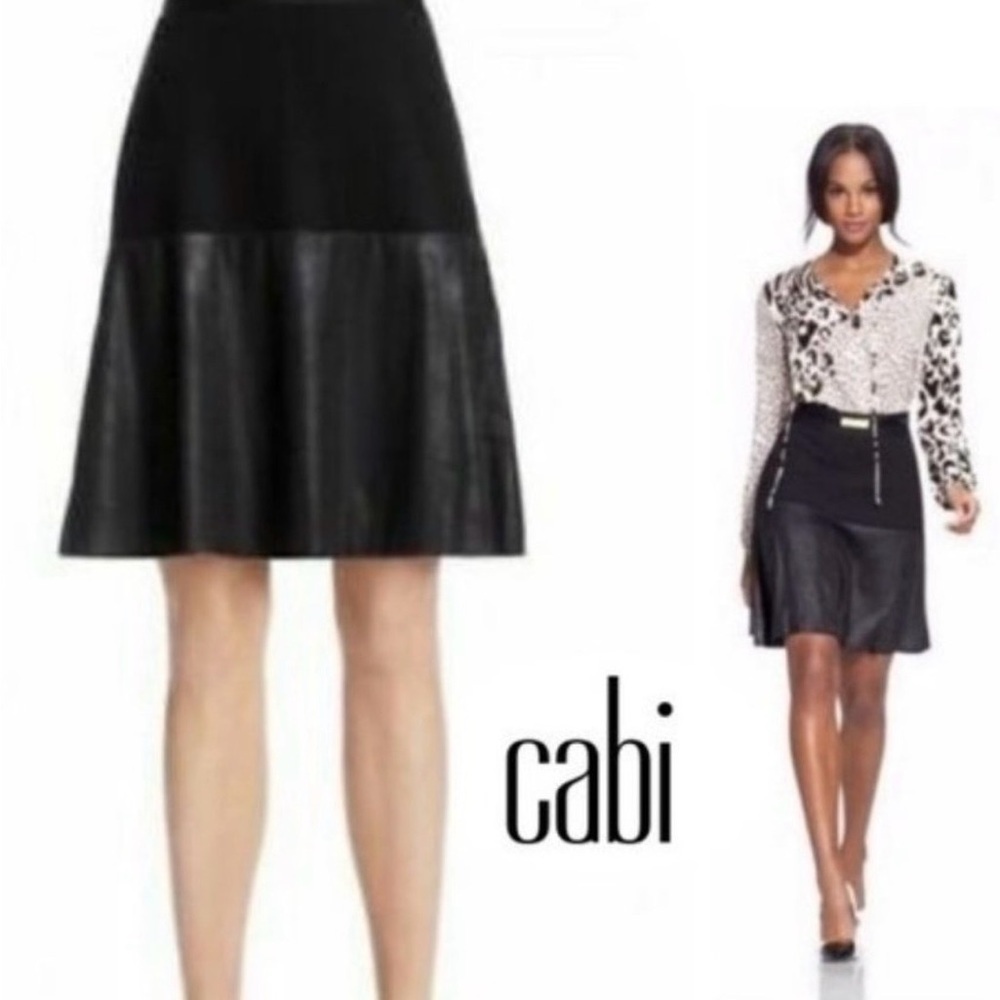 CAbi Skirt Style 548 Owens Faux Leather Black Two Tone Size Small